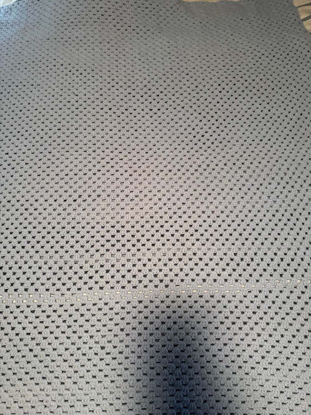 Handmade Crochet Baby Blanket Light Blue Granny Square 52"x57" approximately